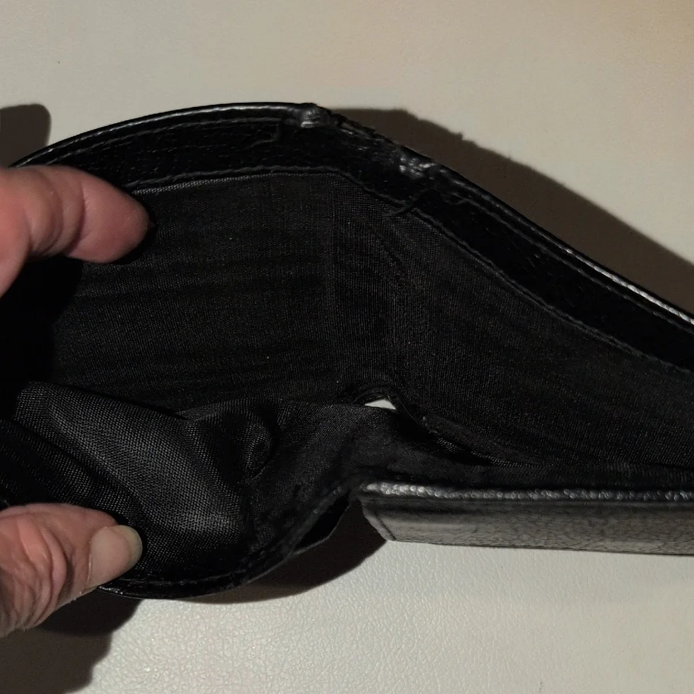 Salvatore Ferragamo Black Italain Leather Bifold Wallet With Coin Pouch